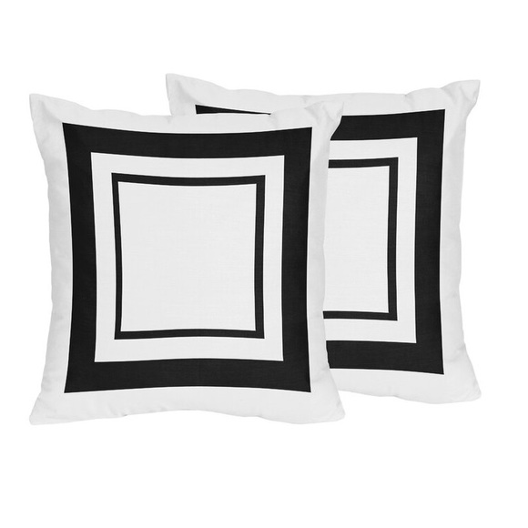 Sweet Jojo Designs 18” square pillow covers black white hotel collection set - Picture 12 of 12